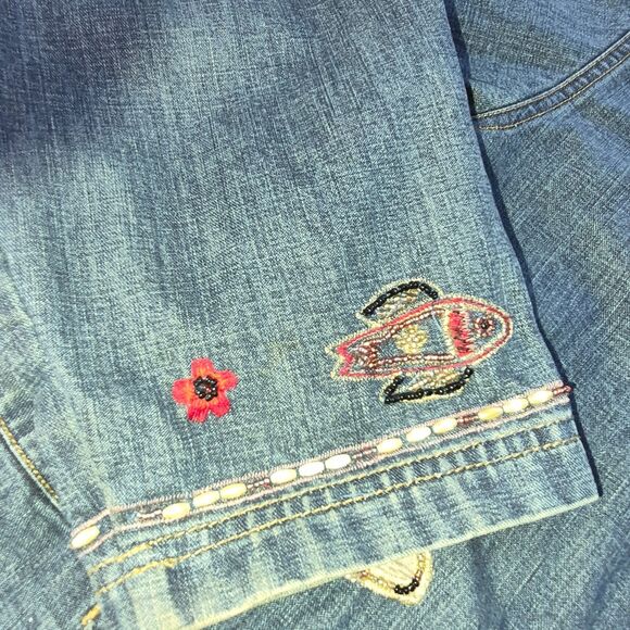 Chico's Design 100% Cotton Size 3, Blue Denim Embroidery, A Few Embroidery Flaws - Picture 7 of 16